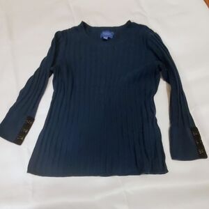 Simply Vera Vera Wang Navy Long Sleeve Top